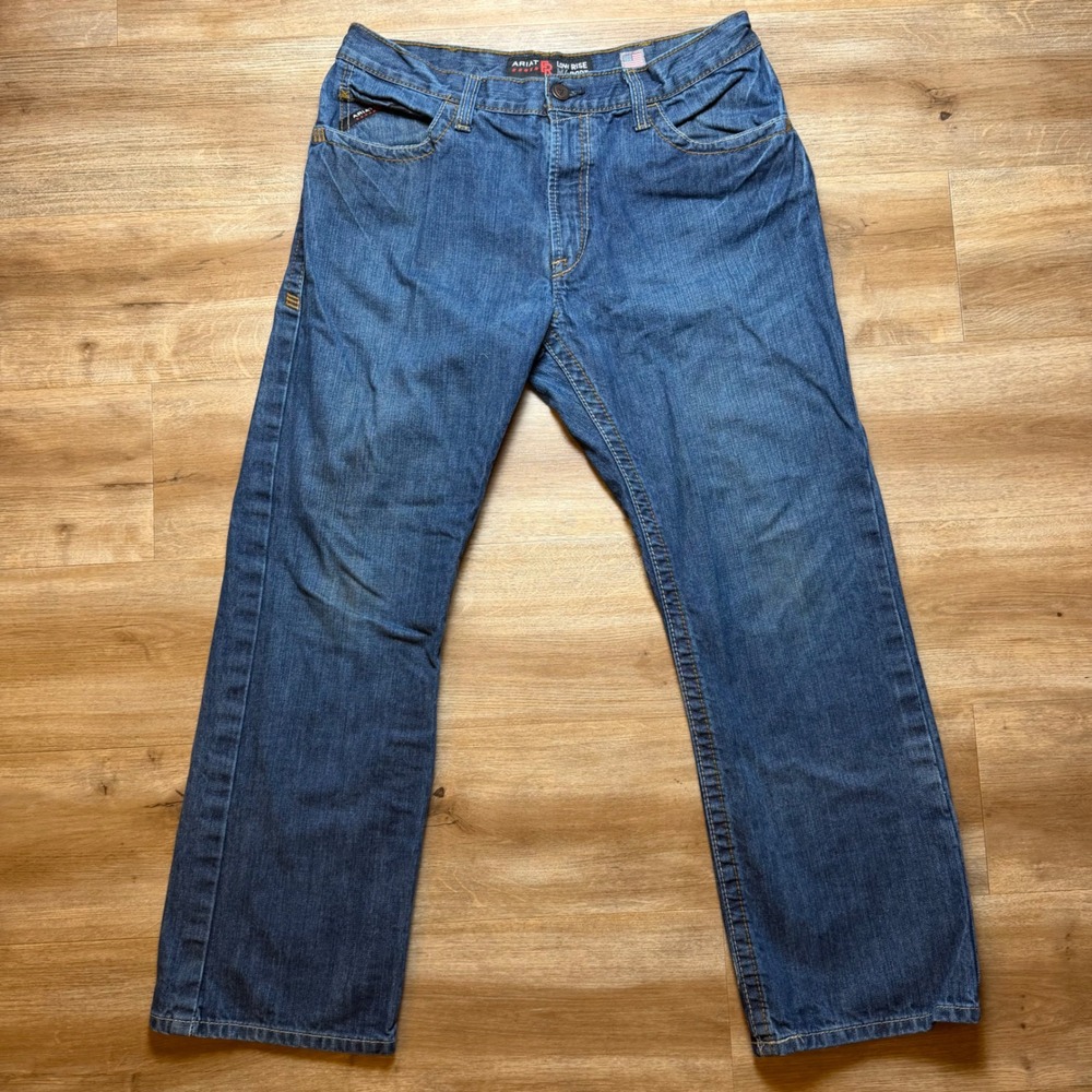 Ariat M4 Boot Cut Jeans Mens 34x30 Blue FR Flame Resistant Low Rise Denim